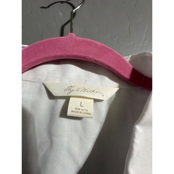 Ely & Walker White Long Sleeve Western Shirt W/ Snap Buttons & Front Pockets L - Picture 4 of 7